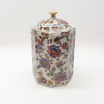 Vintage Zhong Guo Zhi Zao Gold Embossed Hand Painted Canister Floral 9.5... - $98.99