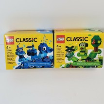 Set of 2 LEGO Classic Creative Blue Green 11006 11007 Bricks Kids Starter Sets - £12.65 GBP
