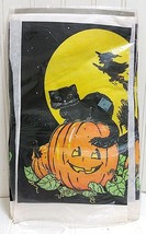 Vintage New HALLOWEEN Paper ARTFAIRE Tablecloth Black Cat Witch Moon Pum... - $28.53