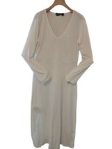 Lauren Ralph Large Ivory V-Neck Longsleeve Maxi Nightgown Tiny FLAW - $28.99