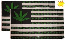 Marijuana Flags set of 2 American Weed Flags with Weed Leaf 3&#39;x5&#39; Flags Grommets - £7.87 GBP