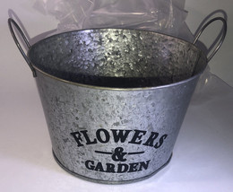 Flowers &amp; Garden 4.2”H x 6.8”D Galvanized Planter/Bucket-BRAND NEW-SHIPS N 24 HR - £4.66 GBP