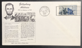 1963 Gettysburg Address FDC Cover 100 Anniversary Pray For Peace Cancel ... - $9.49