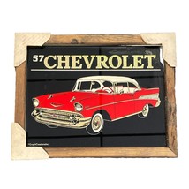 Chevrolet Chevy Bel Air 1957 Red Wood Framed Glass 18x14 - $37.99