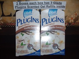 Glade VANILLA GARDEN Plugins Gel Scented Plug In refills 2 boxes 3 Gels in each - £23.93 GBP