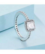 925 Sterling Silver Timeless Elegance Ring with Clear Zirconia - £14.20 GBP