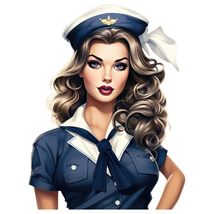 Navy hot Girl Vintage Pin-up Vinyl Decal Sticker UV &amp; Water Proof Water ... - $109.41 MXN