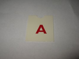 1967 4CYTE Board Game Piece: Red Letter Tab - A - $1.00