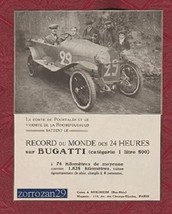 1923 Bugatti 1½ Litre &#39;record Du Monde Des 24 Heures&#39; Vintage Original B/W Ad Fr - £17.29 GBP