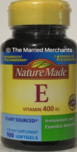 Nature Made Vitamin E 400 IU 100 softgels Free US Ship 8/2028 FRESH! - £9.54 GBP