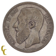 1867 Belgium Belgian 2 Francs Silver Coin Very Fine Condition KM #30.1 - $1,679.44 MXN