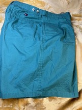 Vintage 90s Tommy Hilfiger Mens Size 34 Pleated Cotton Chino Shorts Gree... - £8.54 GBP