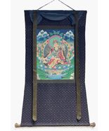 GURU PADMASAMBHAVA SMOKY SEMI OLD TIBETAN THANGKA PAINTING WITH COTTON B... - €218,90 EUR