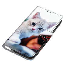 Anymob Samsung Case White Cute Kitten Painted Magnetic Flip Leather Card slot  - £23.24 GBP