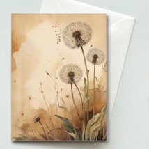 Dandelions #3 Greeting Card &amp; Envelope -  Watercolor Illustration - Blan... - $5.79