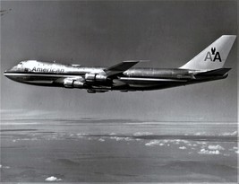 American Airlines 747 Luxury Liner In Flight  & Take Off 2  Black & White Photos - $3.50