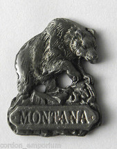 Montana Bear Yellowstone Park Pewter Lapel Pin Badge 1 Inch - £4.50 GBP