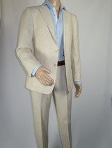 Men's ENZO Linen Spring Summer Suit Light Weight Breathable E58302-7 Natural image 2