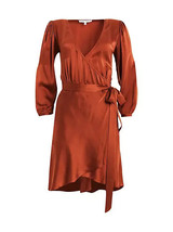 SECRET MISSION Valentina Silk Wrap Mini Dress Terracotta Women’s Size S ... - £71.02 GBP