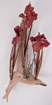 Vintage Torch Cut Brutalist Copper Orchid Flowers on Driftwood Wall Sculpture  - £54.60 GBP