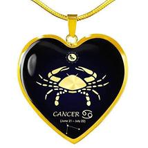 Express Your Love Gifts Cancer Zodiac Necklace 18k Gold Heart 18-22&quot; Stainless S - £51.55 GBP