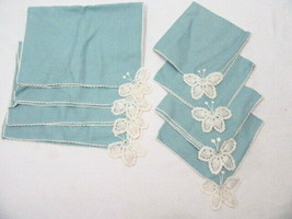 Butterfly Crochet Turquoise 8-PC Placemats and Napkins (4 each) - $28.00