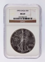 1993 Plateado 1oz American Eagle NGC Graduado Ms 69 - £160.84 GBP