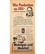 WWII-1944 VTG Print Ad-MOBILGAS and MOBILOIL-War Production up 25%-Herbe... - $19.06 CAD