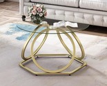 Gold Coffee Table, Modern Glass Coffee Table Living Room Table With Hexa... - $272.99