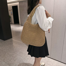 New Summer Simplicity Straw Big Bag Women&#39;s Beach Vacation Casual Tote Bag Under - £31.13 GBP