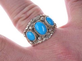 sz10 Vintage Southwestern sterling and turquoise ring - £55.40 GBP