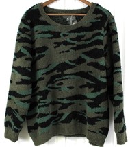 Barefoot Dreams Womens XL CozyChic Seaside Crewneck Pullover Camo Green ... - £38.53 GBP