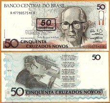 BRAZIL ND (1990),  UNC, 50 Cruzeiros, P- 223, Overprint on P-219 - £1.40 GBP