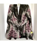 Feel The Love From Sandy Sid Geometric Pink Black White Wrap Shawl Scarf... - $24.95