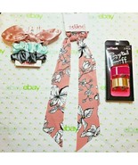 Scunci Scrunchie Set Pink Floral Scrunchie Scarf Scrunchies 2 Pony Tail ... - $356.70 MXN
