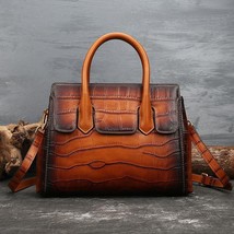  Handbag Women Bag Designer 2022 New Leather Alligator Shoulder Bags Vintage Cow - £100.39 GBP