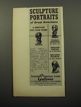 1950 Associated American Artists Galleries Ad - Sculpture portraits - £14.73 GBP