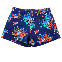 SO Juniors Size 3 Floral Print Shorts Navy Mid Rise Blue Green Summer Cottage - £11.58 GBP