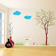 (63&#39;&#39; x 54&#39;&#39;) Vinyl Wall Kids Decal Rabbit with Tree / Art Home Baby Bunny, B... - £77.86 GBP