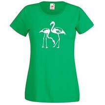 Womens T-Shirt Flamingo Couple Birds, Tropical Bird Silhouette, Romantic Shirt - £19.57 GBP