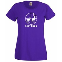 Womens T-Shirt Deer Hunting Quote Fast Food, Hunt Deers in Scoop Hunt tShirt - £18.29 GBP