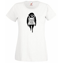 Womens T-Shirt Banksy Street Art Graffiti, Monkey Quote Laugh Now, Chimp Tshirt - £19.26 GBP