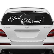 (63&#39;&#39; x 22&#39;&#39;) Just Married Vinyl Car Decal Design / Wedding Cling Banner Deco... - £35.44 GBP