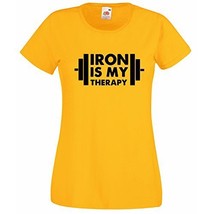 Womens T-Shirt Iron is My Therapy Bodybuilder tShirt Bodybuilding Fitnes... - £19.15 GBP