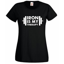 Womens T-Shirt Iron is My Therapy Bodybuilder tShirt Bodybuilding Fitnes... - £19.40 GBP