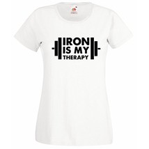 Womens T-Shirt Iron is My Therapy Bodybuilder tShirt Bodybuilding Fitness Shirt - £19.63 GBP