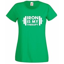 Womens T-Shirt Iron is My Therapy Bodybuilder tShirt Bodybuilding Fitness Shirt - £19.68 GBP