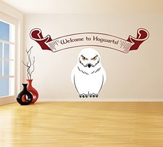 ( 94&#39;&#39; x 55&#39;&#39; ) Vinyl Wall Decal Sitting Owl / Harry Potter Welcome to Hogwar... - £87.27 GBP