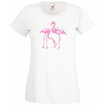 Womens T-Shirt Flamingo Couple Birds, Tropical Bird Silhouette, Romantic Shirt - £19.57 GBP