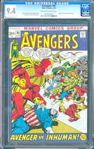 Avengers #95 (1972) CGC 9.4 -- O/w to white; Kree-Skrull War; Origin Black Bolt - £359.12 GBP
